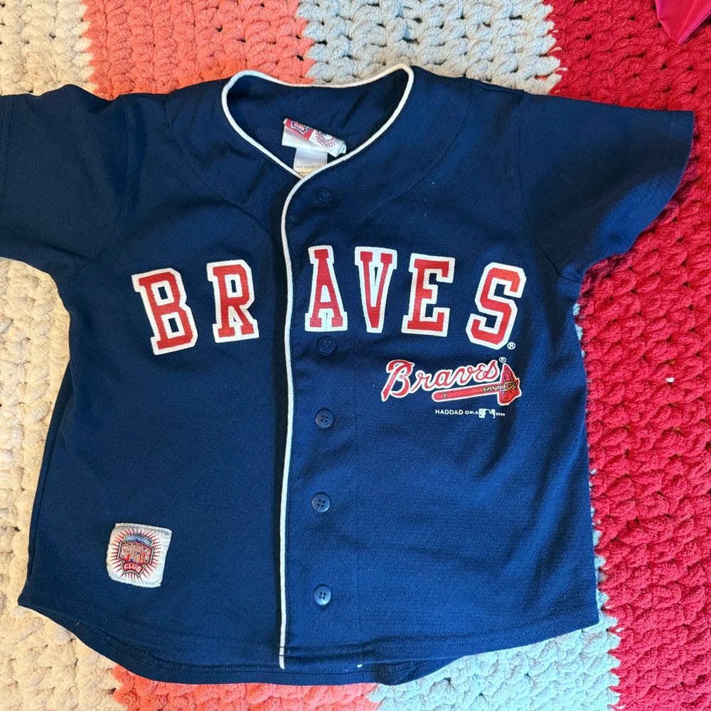 Vintage Kids Navy Braves Baseball Jersey